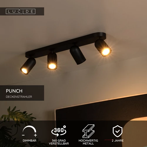 Lucide PUNCH - Deckenstrahler - 4xGU10 - Schwarz - USP